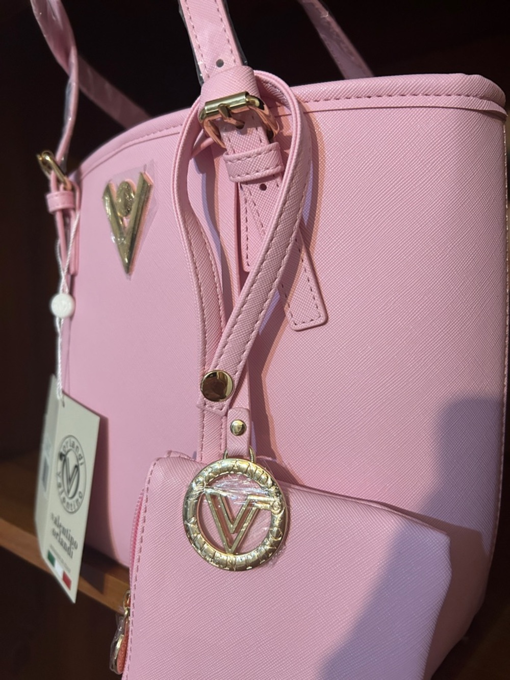 Valentino Orlandi Light Pink Shoulder Tote with Wristlet - Picture 2 of 7